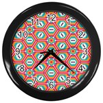 Hexagons and stars pattern                                                                Wall Clock (Black)