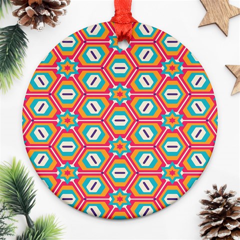 Hexagons and stars pattern                                                                Ornament (Round) from ArtsNow.com Front
