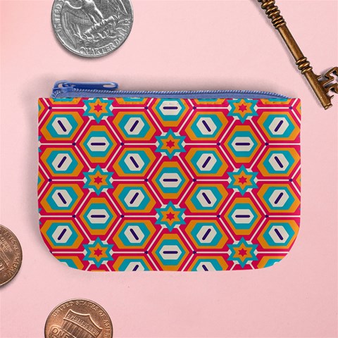 Hexagons and stars pattern                                                               Mini Coin Purse from ArtsNow.com Front