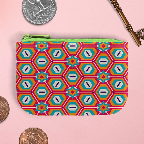 Hexagons and stars pattern                                                               Mini Coin Purse from ArtsNow.com Front