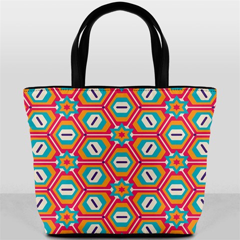 Hexagons and stars pattern                                                                Bucket Bag from ArtsNow.com Back