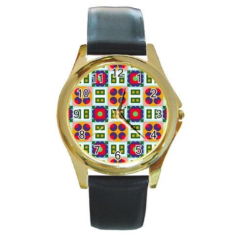 Shapes in shapes 2                                                                 Round Gold Metal Watch from ArtsNow.com Front