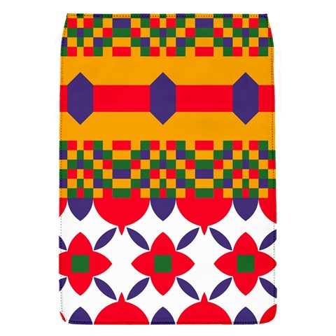 Red flowers and colorful squares                                                                 BlackBerry Q10 Hardshell Case from ArtsNow.com Front