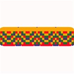Red flowers and colorful squares                                                                 Large Bar Mat