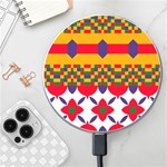 Red flowers and colorful squares                                                            Wireless Fast Charger