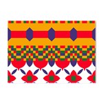Red flowers and colorful squares                                                           Crystal Sticker (A4)