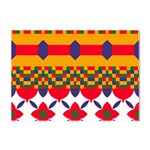 Red flowers and colorful squares                                                           Crystal Sticker (A4)