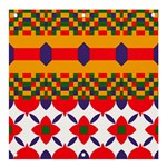 Red flowers and colorful squares                                                         Banner and Sign 4  x 4 