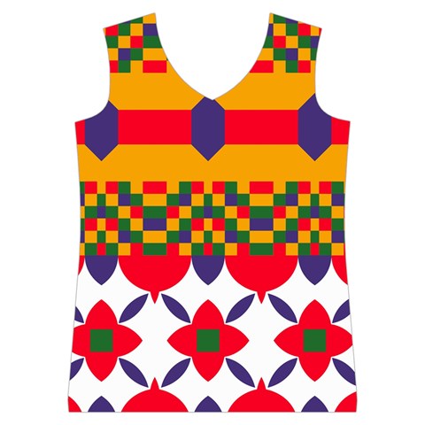 Red flowers and colorful squares                                                                  Women s Basketball Tank Top from ArtsNow.com Front