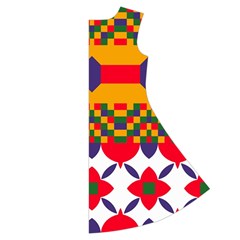 Red flowers and colorful squares                                                                      Short Sleeve V Back Right