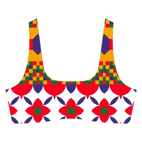 Red flowers and colorful squares                                                                 Cross Back Hipster Bikini Set from ArtsNow.com Front