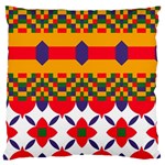 Red flowers and colorful squares                                                                 Standard Flano Cushion Case (Two Sides)