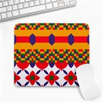 Red flowers and colorful squares                                                                  Large Mousepad