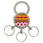 Red flowers and colorful squares                                                                  3-Ring Key Chain