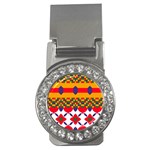 Red flowers and colorful squares                                                                  Money Clip (CZ)