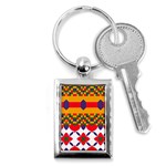 Red flowers and colorful squares                                                                  Key Chain (Rectangle)