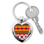 Red flowers and colorful squares                                                                  Key Chain (Heart)