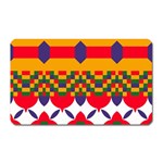 Red flowers and colorful squares                                                                  Magnet (Rectangular)