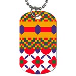 Red flowers and colorful squares                                                                  Dog Tag (One Side)