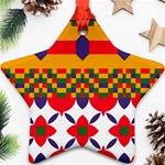 Red flowers and colorful squares                                                                  Ornament (Star)