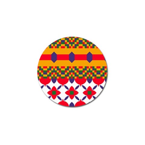 Red flowers and colorful squares                                                                  Golf Ball Marker from ArtsNow.com Front