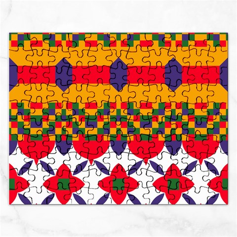 Red flowers and colorful squares                                                                  Jigsaw Puzzle (Rectangular) from ArtsNow.com Front