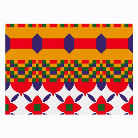 Red flowers and colorful squares                                                                  Large Glasses Cloth from ArtsNow.com Front