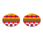 Red flowers and colorful squares                                                                  Cufflinks (Oval)