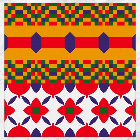 Red flowers and colorful squares                                                                  Canvas 12  x 12  from ArtsNow.com 11.4 x11.56  Canvas - 1