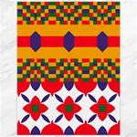 Red flowers and colorful squares                                                                  Canvas 12  x 16 