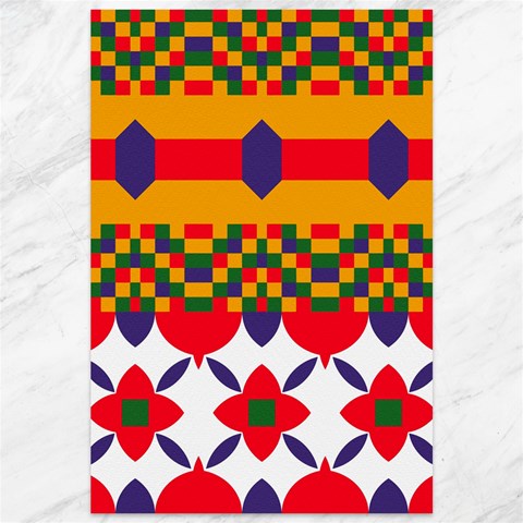 Red flowers and colorful squares                                                                  Canvas 12  x 18  from ArtsNow.com 11.88 x17.36  Canvas - 1