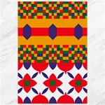 Red flowers and colorful squares                                                                  Canvas 12  x 18 