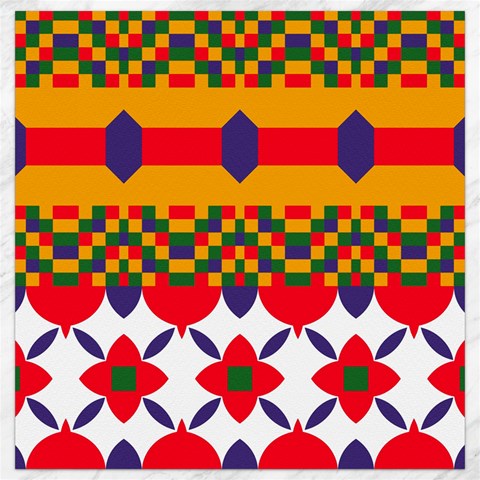 Red flowers and colorful squares                                                                  Canvas 16  x 16  from ArtsNow.com 15.2 x15.41  Canvas - 1
