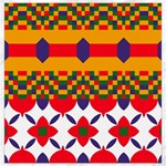 Red flowers and colorful squares                                                                  Canvas 16  x 16 