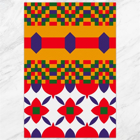 Red flowers and colorful squares                                                                  Canvas 20  x 30  from ArtsNow.com 19.62 x28.9  Canvas - 1