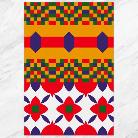 Red flowers and colorful squares                                                                  Canvas 24  x 36  from ArtsNow.com 23.35 x34.74  Canvas - 1
