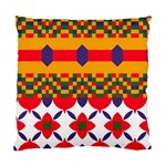 Red flowers and colorful squares                                                                 Standard Cushion Case (Two Sides)