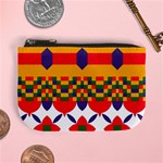 Red flowers and colorful squares                                                                 Mini Coin Purse