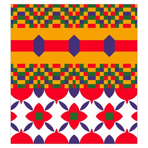 Red flowers and colorful squares                                                                  Drawstring Pouch from ArtsNow.com Front