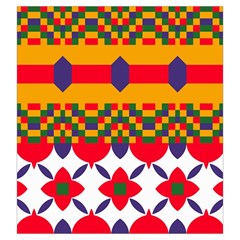 Red flowers and colorful squares                                                                  Drawstring Pouch from ArtsNow.com Back