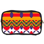 Red flowers and colorful squares                                                                  Toiletries Bag (Two Sides)