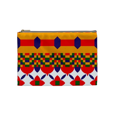 Red flowers and colorful squares                                                                  Cosmetic Bag from ArtsNow.com Front