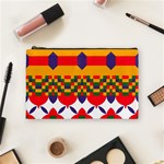 Red flowers and colorful squares                                                                  Cosmetic Bag