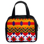 Red flowers and colorful squares                                                                  Classic Handbag (Two Sides)