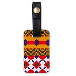 Red flowers and colorful squares                                                                  Luggage Tag (one side)