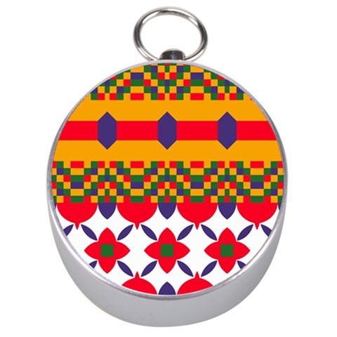Red flowers and colorful squares                                                                  Silver Compass from ArtsNow.com Front