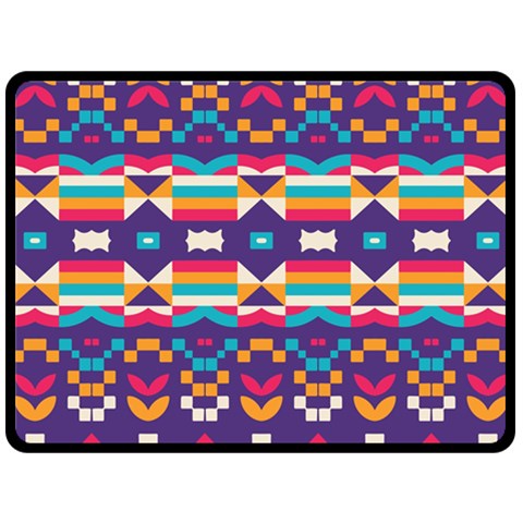 Pastel shapes rows on a purple background                                                                  Fleece Blanket from ArtsNow.com 80 x60  Blanket Front