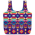 Pastel shapes rows on a purple background                                                              Full Print Recycle Bag (XXL)