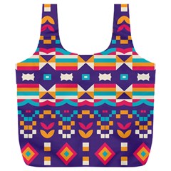 Pastel shapes rows on a purple background                                                              Full Print Recycle Bag (XXL) from ArtsNow.com Back