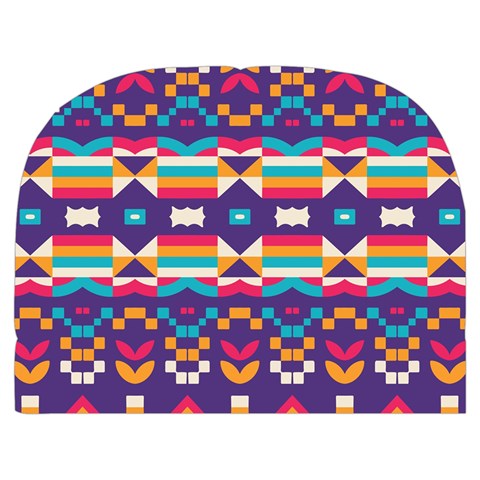 Pastel shapes rows on a purple background                                                              Makeup Case (Medium) from ArtsNow.com Front